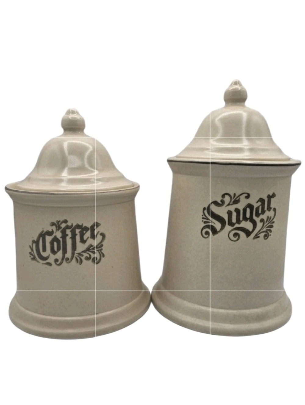 Vintage Pfaltzgraff Coffee Sugar Ceramic Cannister set Of 2 No Chips Beige Cream